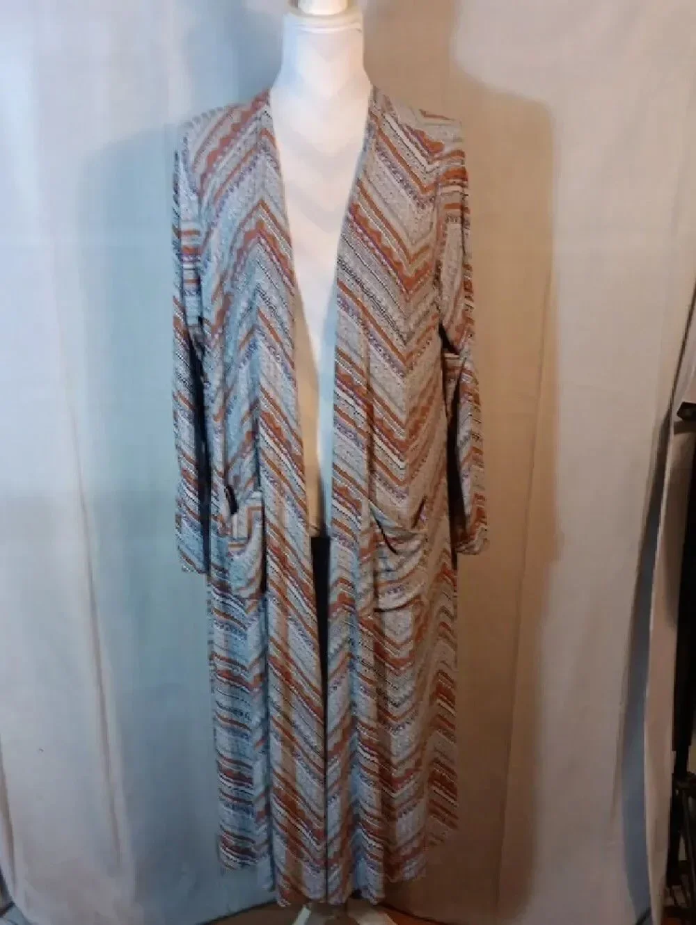 LuLaRoe Open Front Chevron Print Duster Cardigan